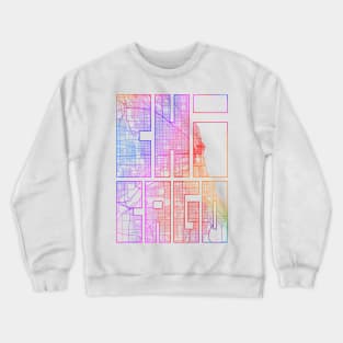 Chicago, USA City Map Typography - Colorful Crewneck Sweatshirt